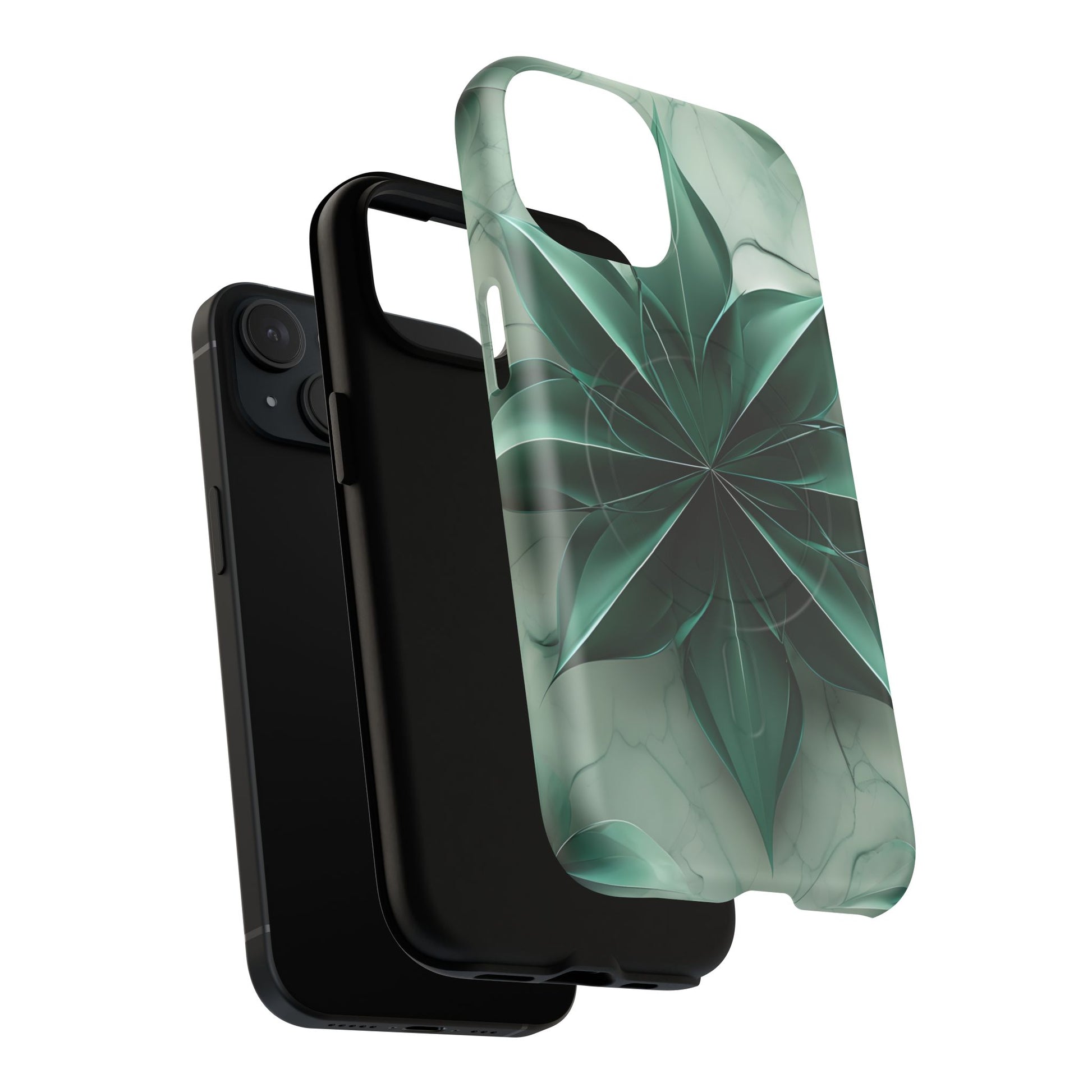 Emerald Bloom - iPhone 15 MagSafe Phone Case - Rich Emerald Modern Design