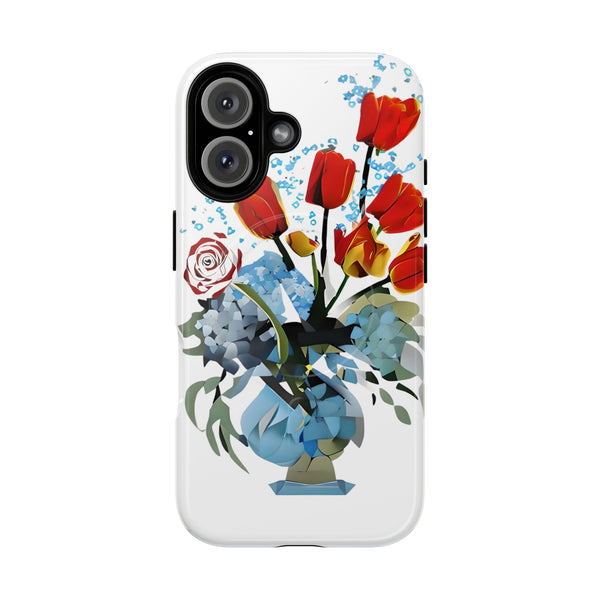 Bouquet Brilliance - Artistic Floral iPhone 16 MagSafe Phone Case - Vibrant Tulip, Rose & Hydrangea Design