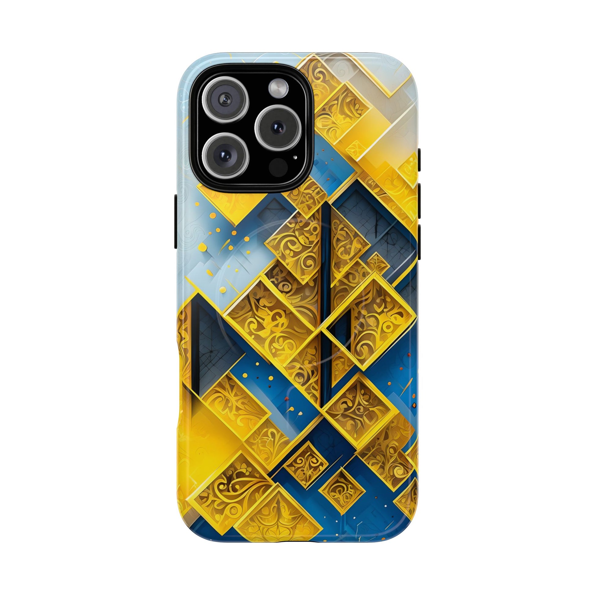 Golden Ascent Luxe Geometric iPhone 16 Pro Max - MagSafe Compatible - Elegant Abstract Gold Design