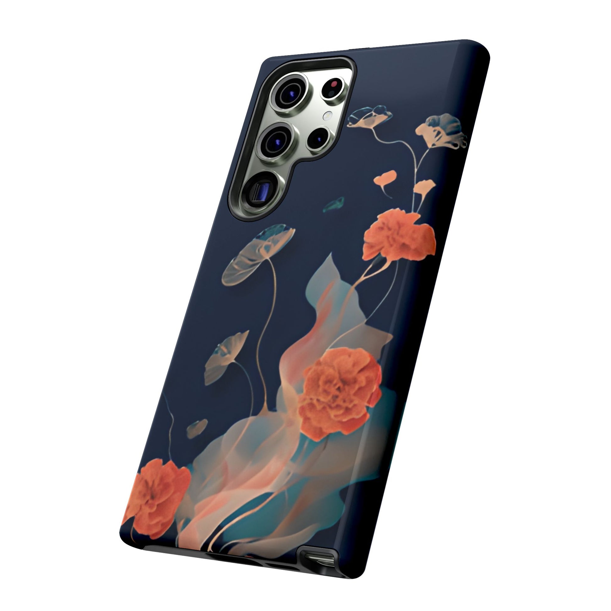 Lotus Reverie - Elegant Artistic Floral Samsung Galaxy S23 Ultra Tough Phone Case - Painterly Lotus Blossom Design