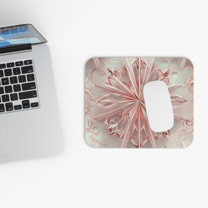 Blush Frost mouse pad beside laptop displaying blush floral artwork