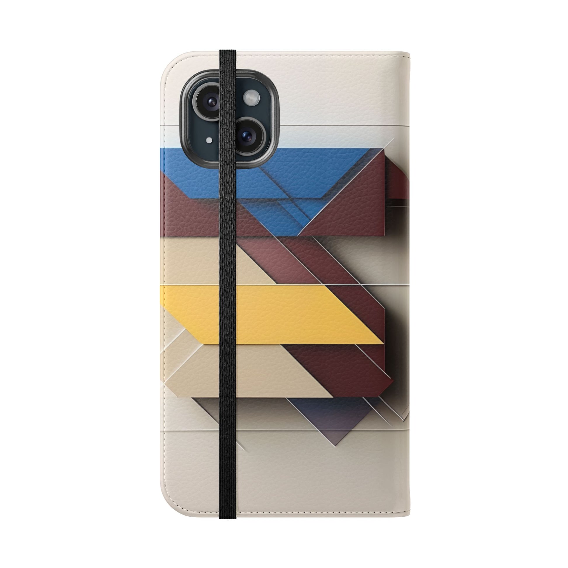 Chromatic Construct Wallet Phone Case - Modern Primary Color Design - Flip Cover for iPhone 15 Plus