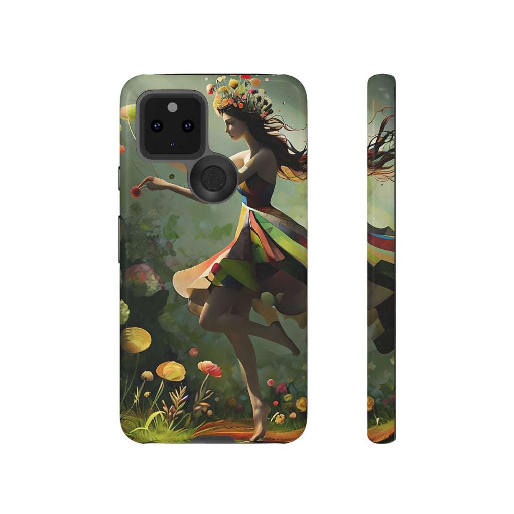 Dancing Wildflower Muse Google Pixel 5 5G Tough Case - Artistic Floral Fantasy Cover - Whimsical Nature-Inspired Protective Accessory