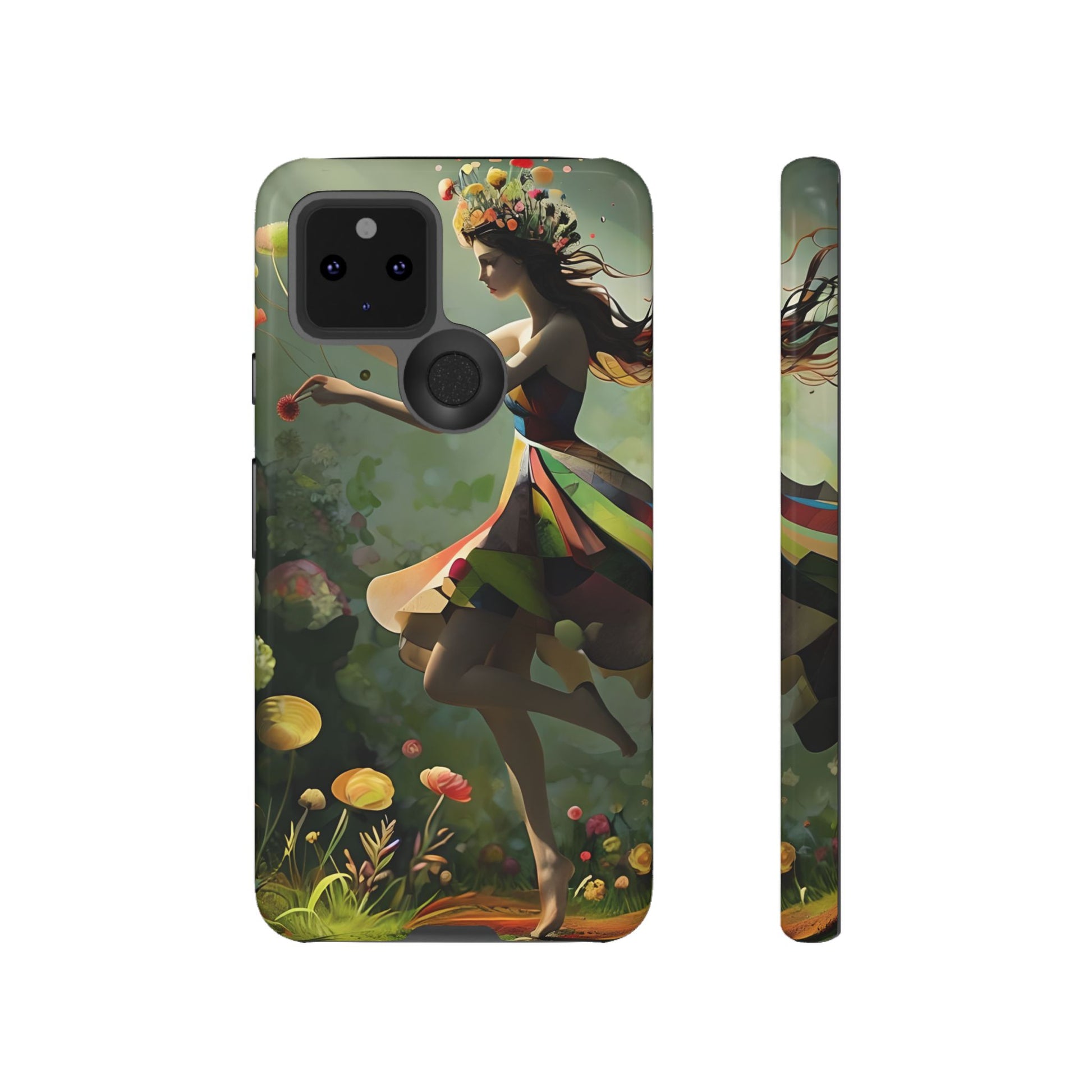 Dancing Wildflower Muse Google Pixel 5 5G Tough Case - Artistic Floral Fantasy Cover - Whimsical Nature-Inspired Protective Accessory