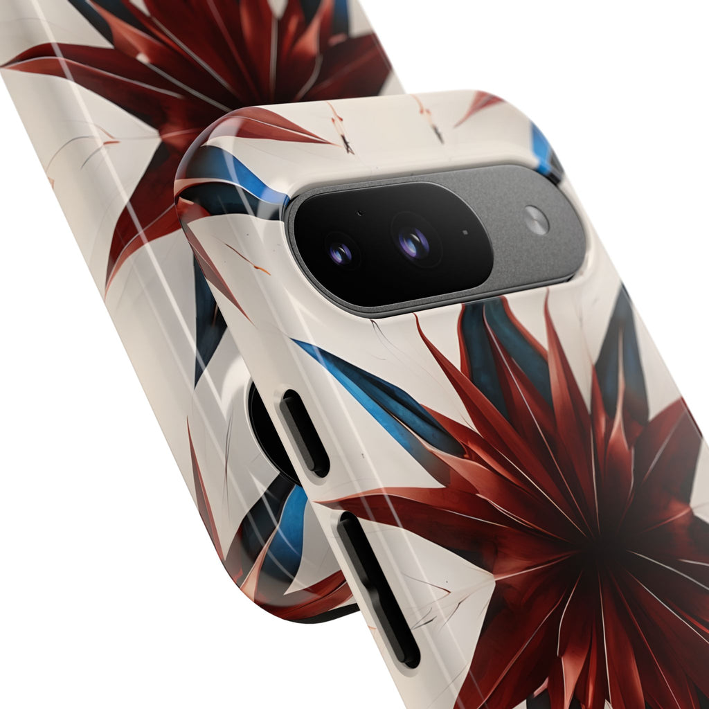 Garnet Starburst - Kaleidoscope Collection Gemstone Floral - Google Pixel 9 Tough Phone Case - Floral Burst Design