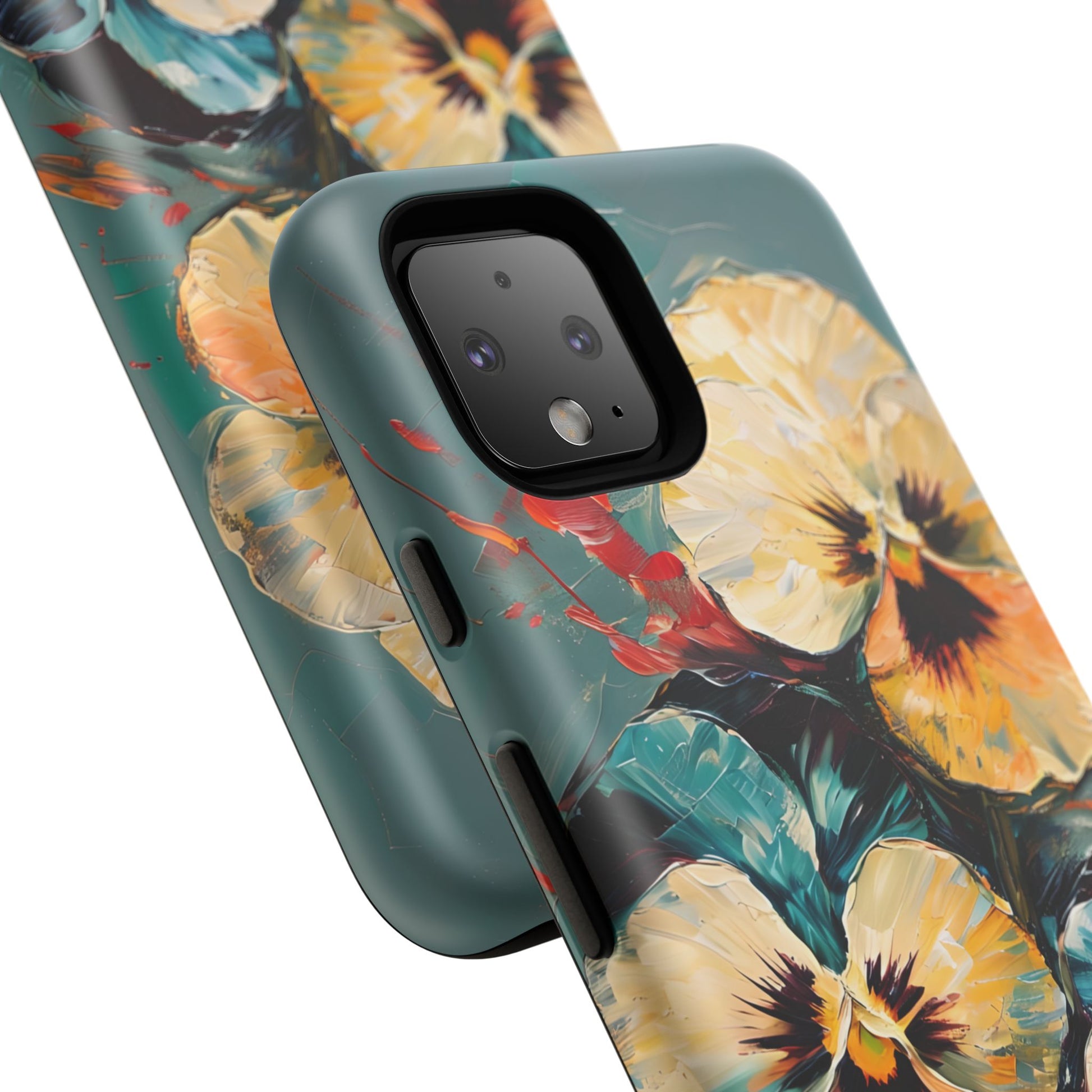 Golden Pansy Cascade Tough Case for Google Pixel 4 - Floral Artistic Shockproof Cover, Elegant Protective Phone Case