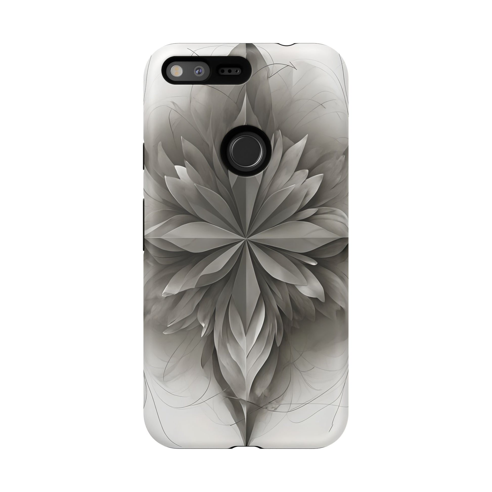 Silver Lotus - Elegant Monochrome Floral Google Pixel XL Tough Phone Case - Modern Lotus Design