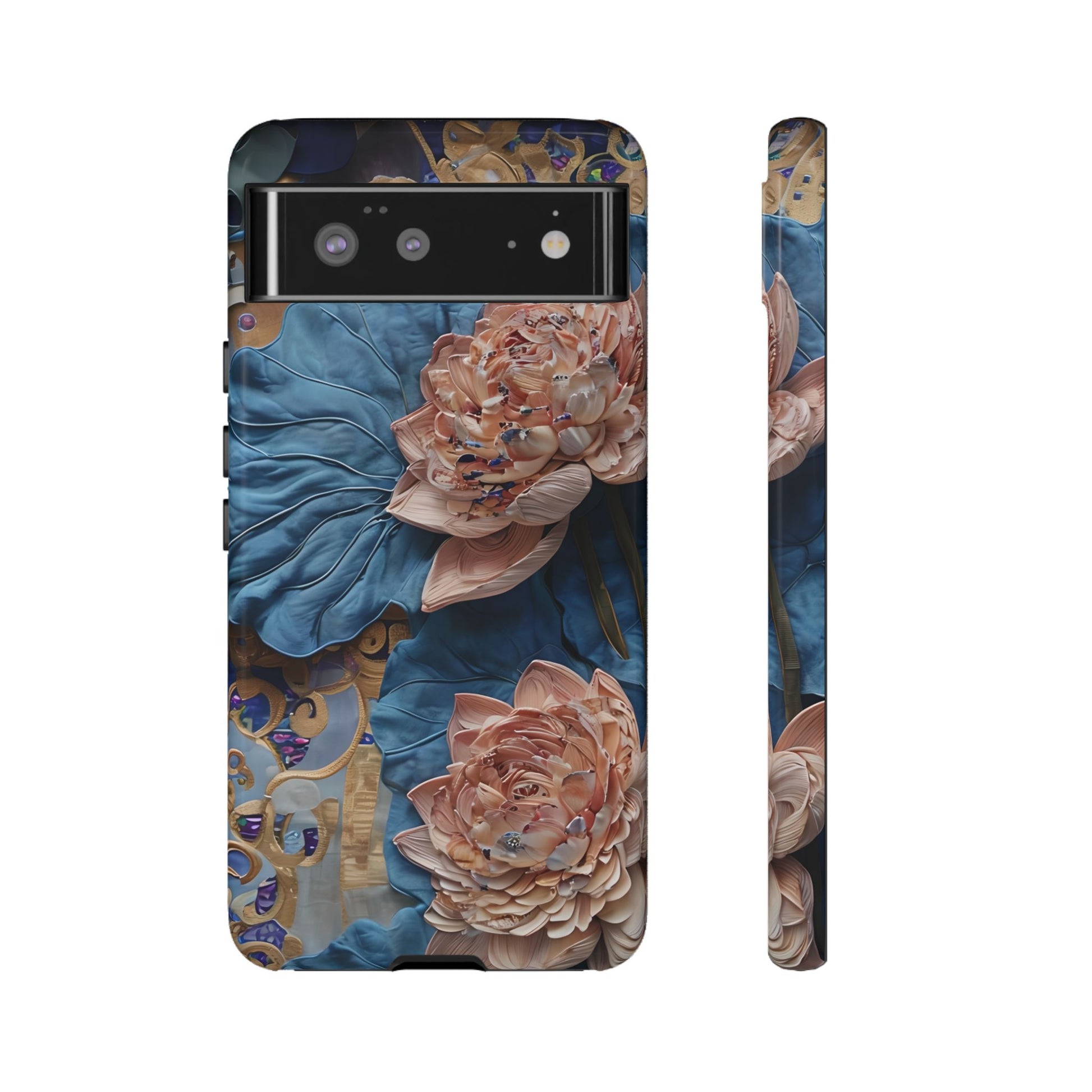 Peony Midnight Tapestry - Google Pixel 6 - Elegant Blue & Blush Artful Phone Cover