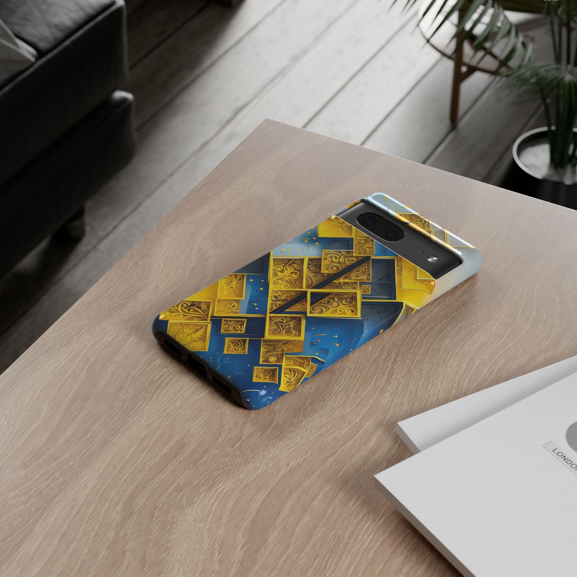 Golden Ascent Luxe Geometric Google Pixel 7 Tough Case - Elegant Abstract Gold Design