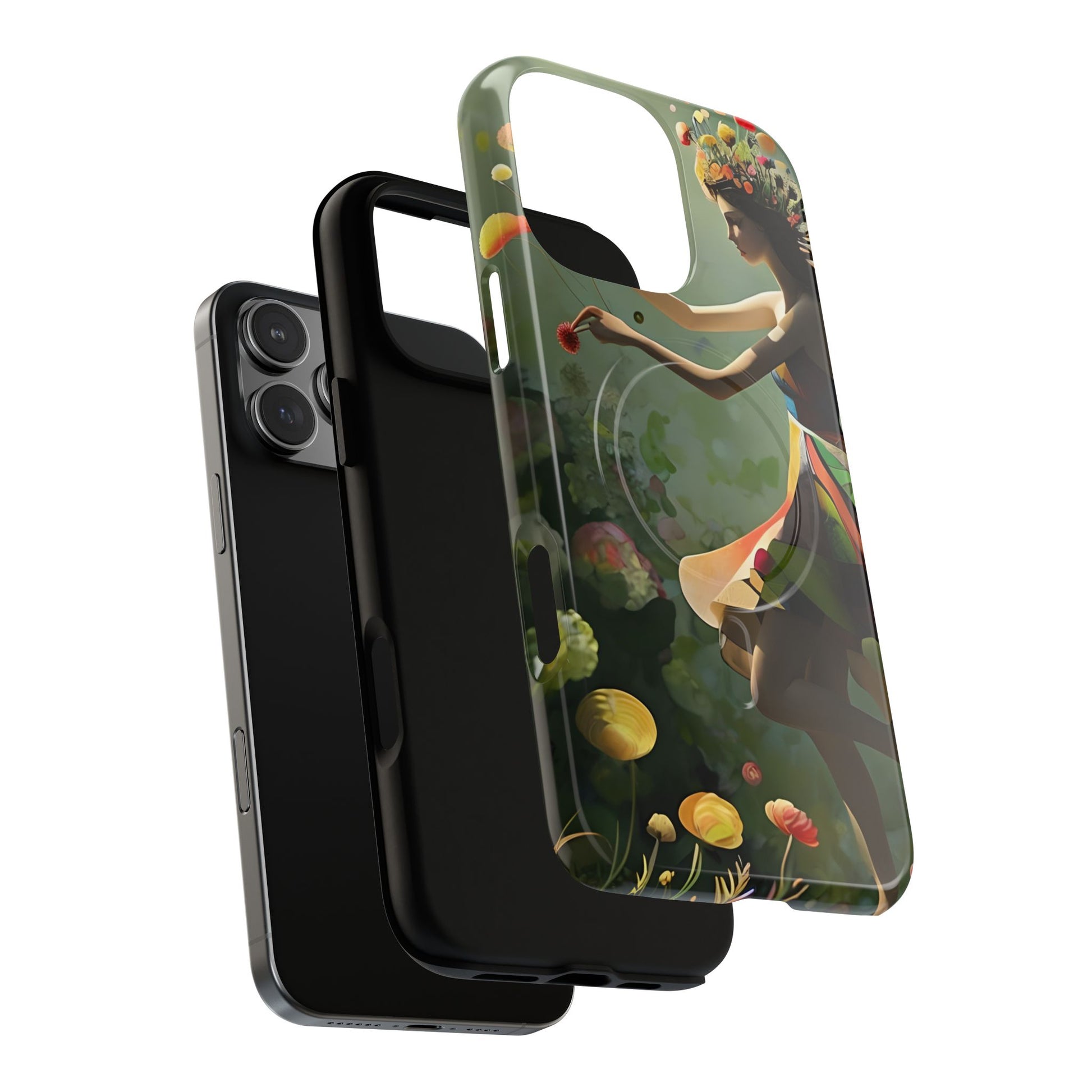 Dancing Wildflower Muse iPhone 16 Pro Max- Artistic Floral Fantasy Cover - MagSafe Compatible - Whimsical Nature-Inspired Protective Accessory