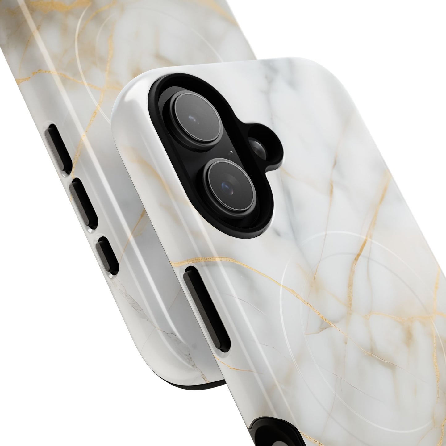 Golden Vein iPhone MagSafe Phone Case -White Neutral Marble Design