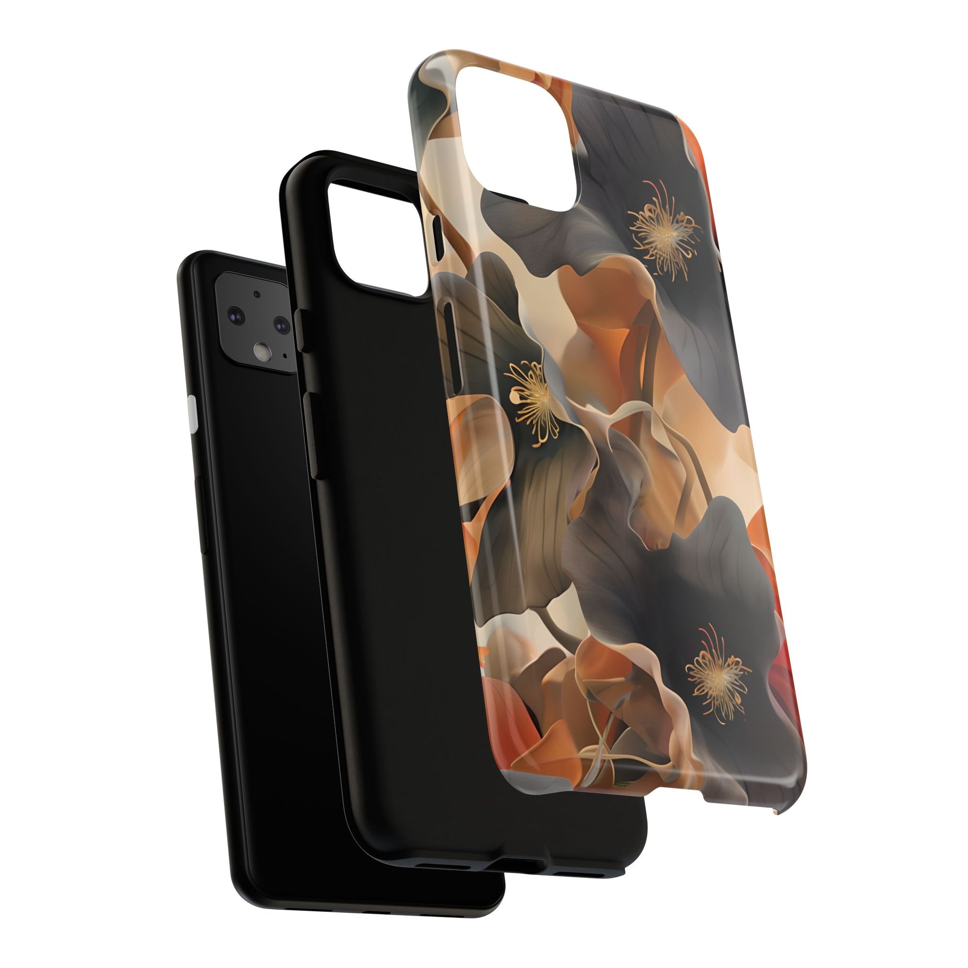 Autumn Ember - Moody Floral Art Google Pixel 4 XL Tough Phone Case - Warm Earthy Botanical Design