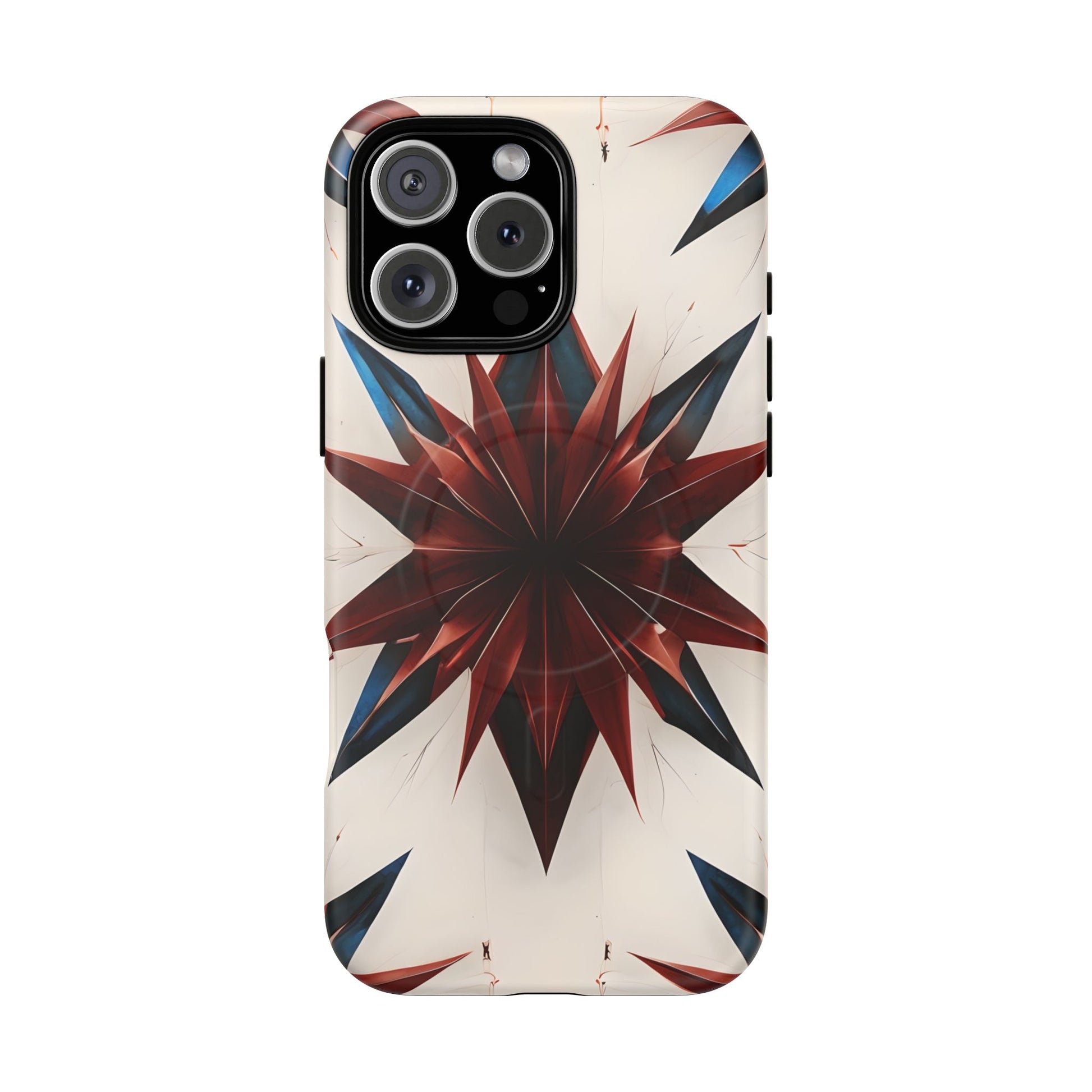 Garnet Starburst - Kaleidoscope Collection Gemstone Floral - iPhone 16 Pro Max MagSafe Phone Case -Floral Burst Design