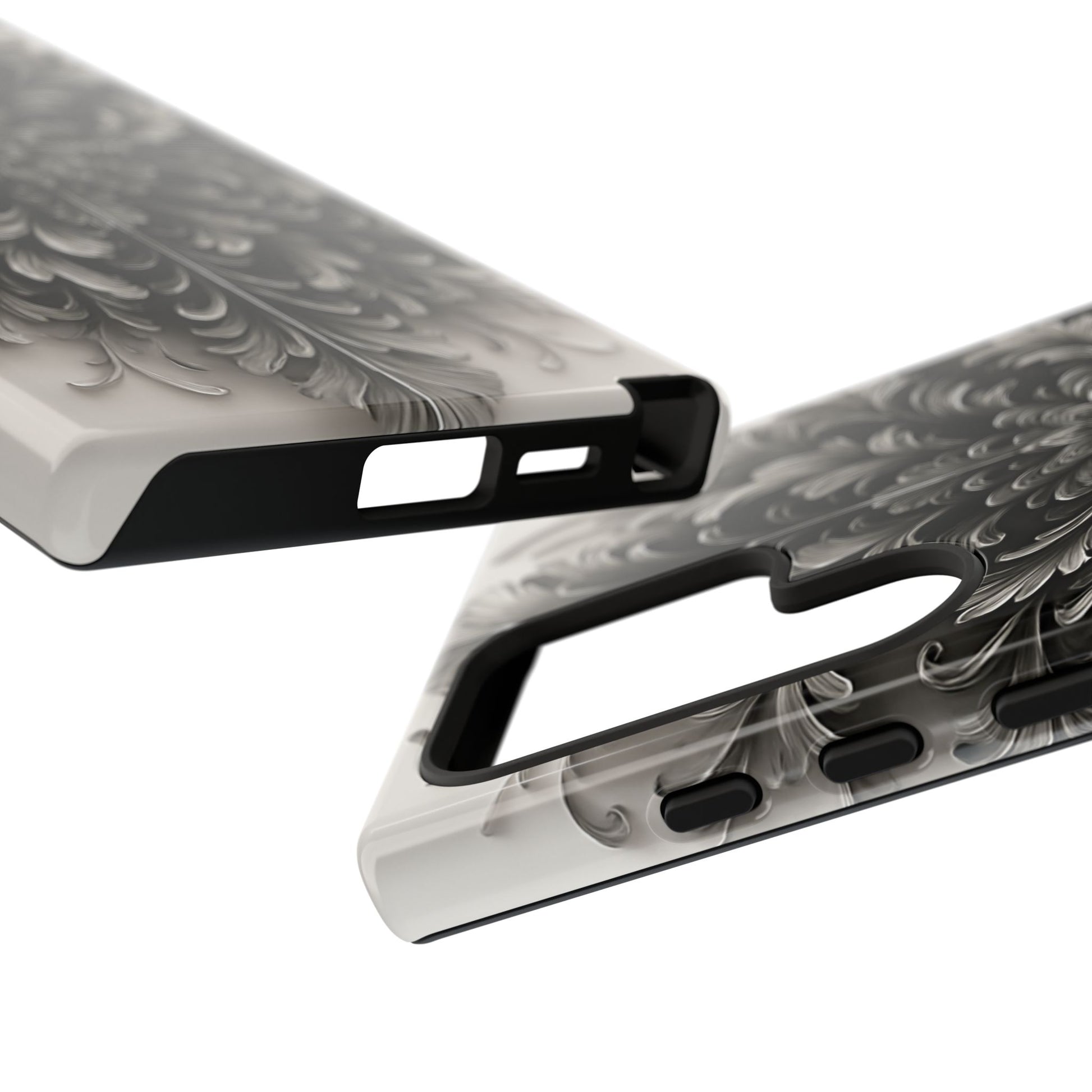 Obsidian Bloom - Elegant Black & White Samsung Galaxy S24 Ultra Tough Phone Case - Intricate Mandala Flower Design