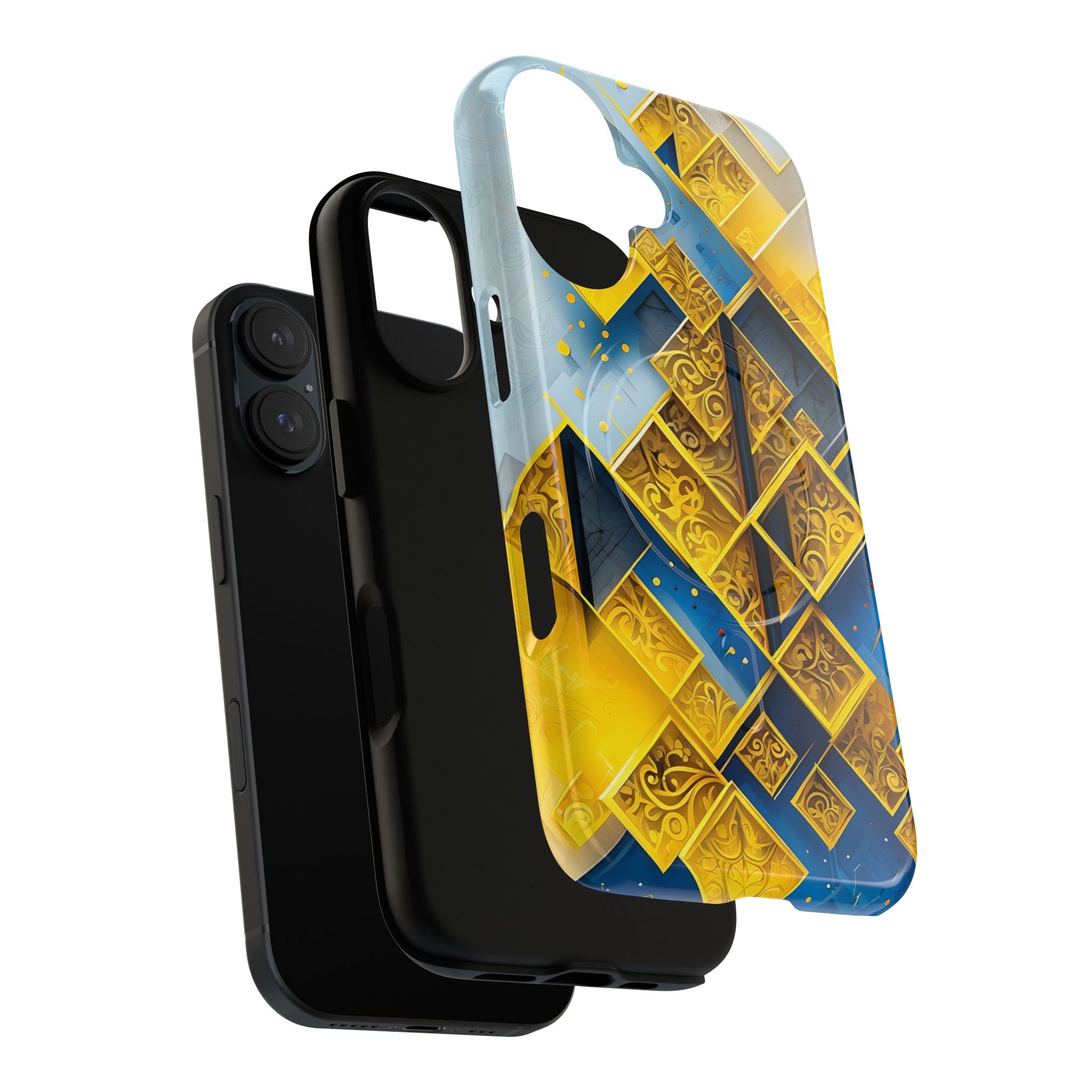 Golden Ascent Luxe Geometric iPhone 16 - MagSafe Compatible - Elegant Abstract Gold Design