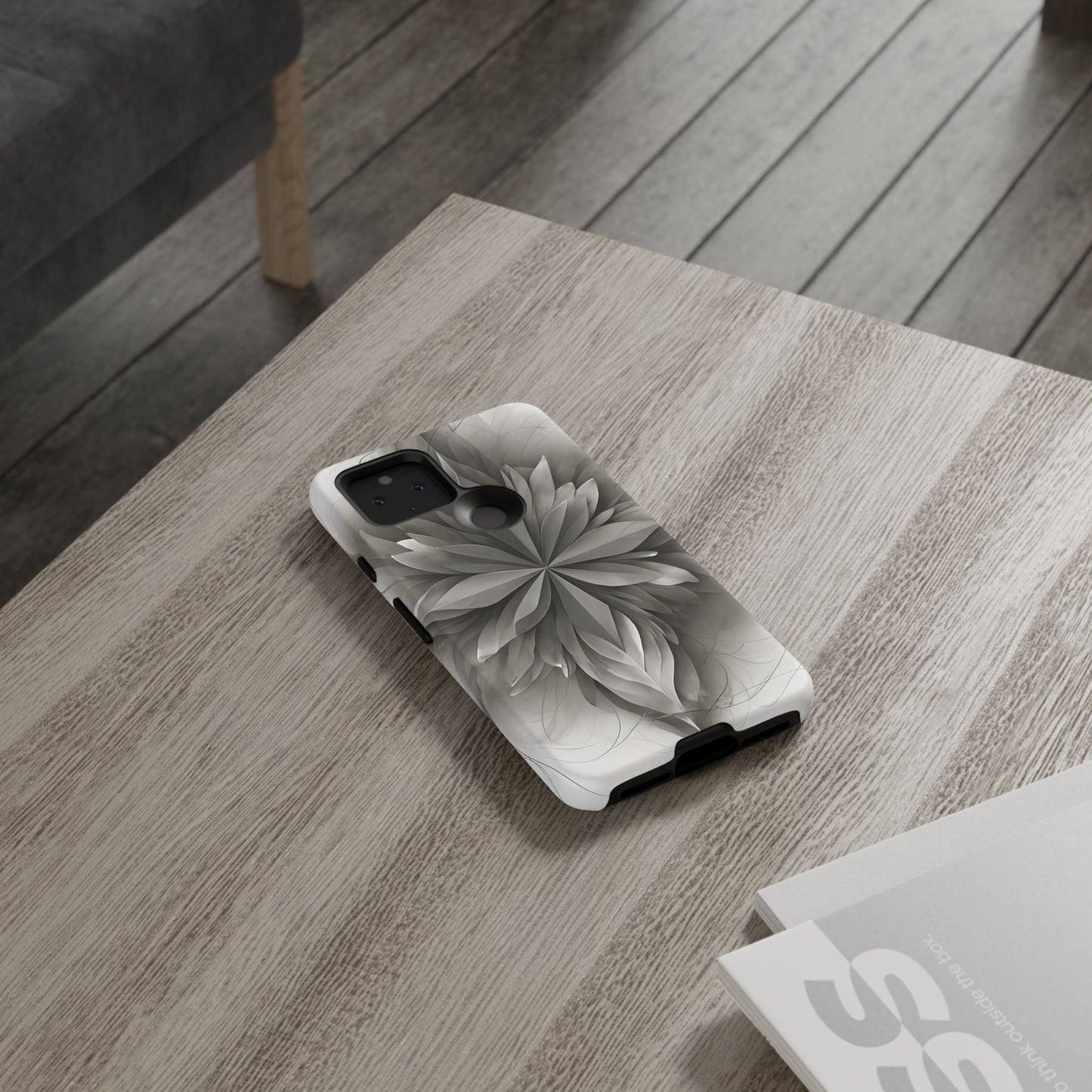 Silver Lotus - Elegant Monochrome Floral Google Pixel Tough Phone Case - Modern Lotus Design