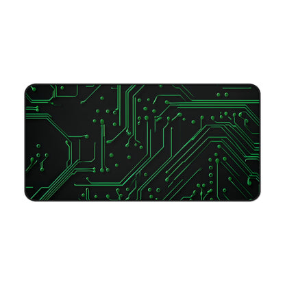Green Circuit Grid Desk Mat - Premium Office Desk Pad, 3 Sizes Available, Artistic Workspace Protection