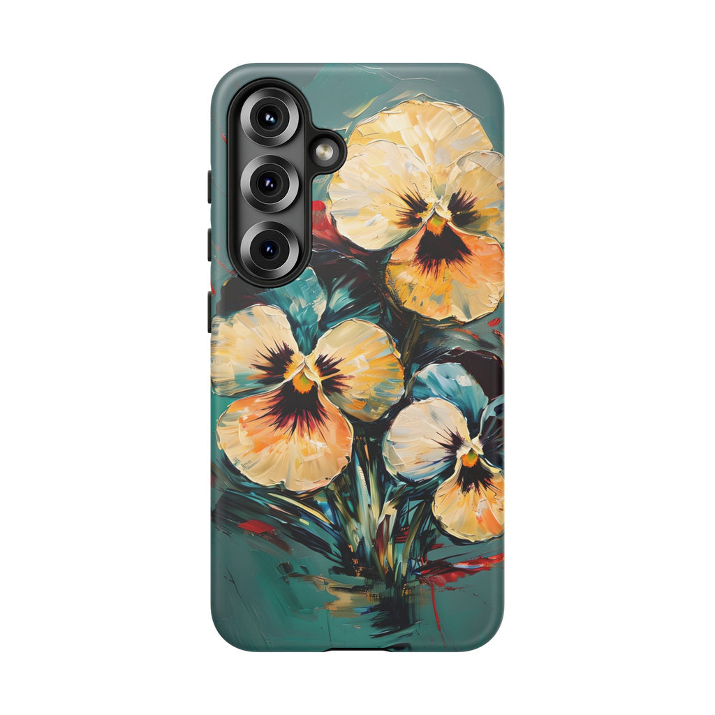 Golden Pansy Cascade Case for Samsung Galaxy S25 - Premium Shockproof Designer Phone Cover