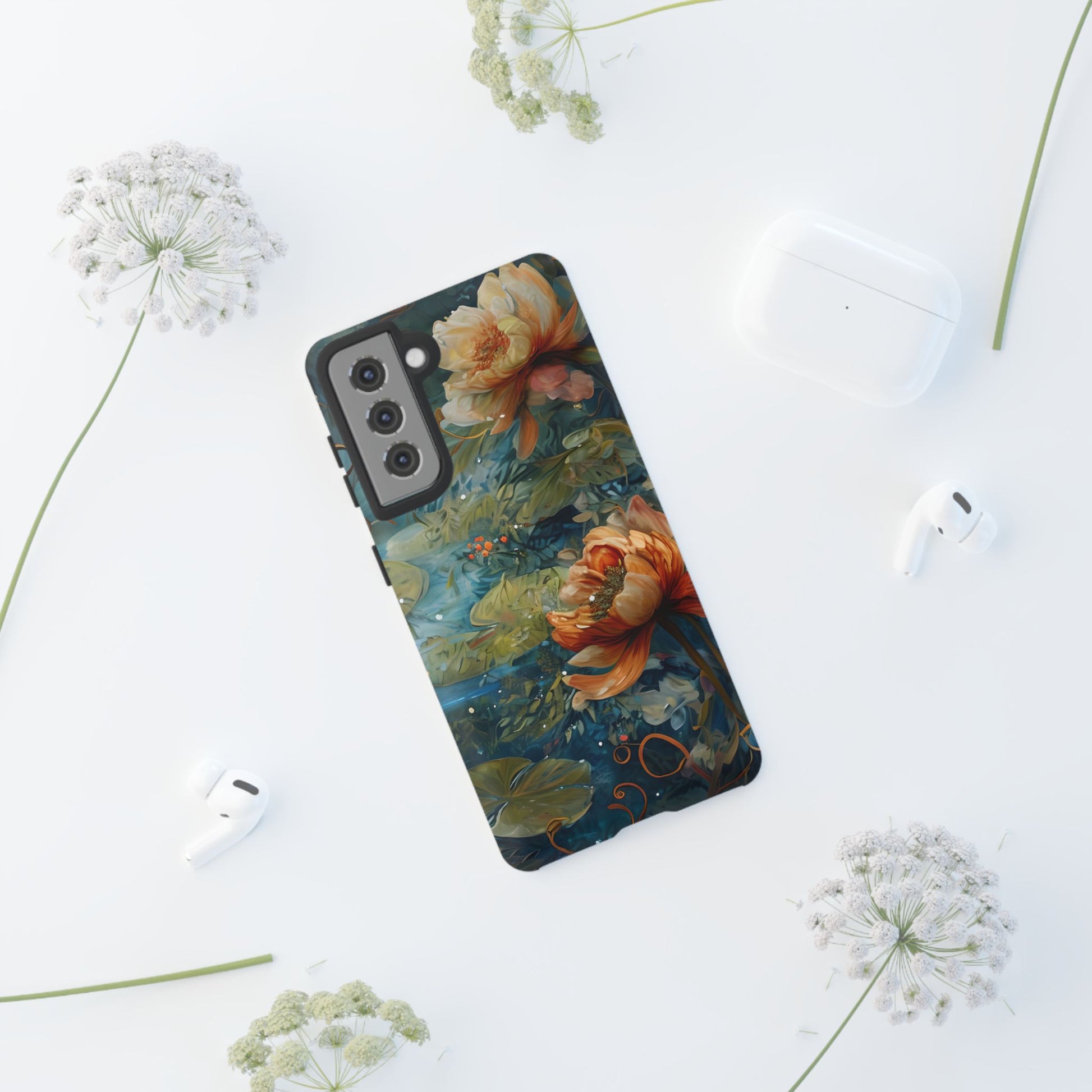 Waterlily Nocturne Samsung Galaxy S21 Case - Artistic Mountain Lake Design, Nature-Inspired Protective Cover, Elegant Gift for Outdoor Lovers