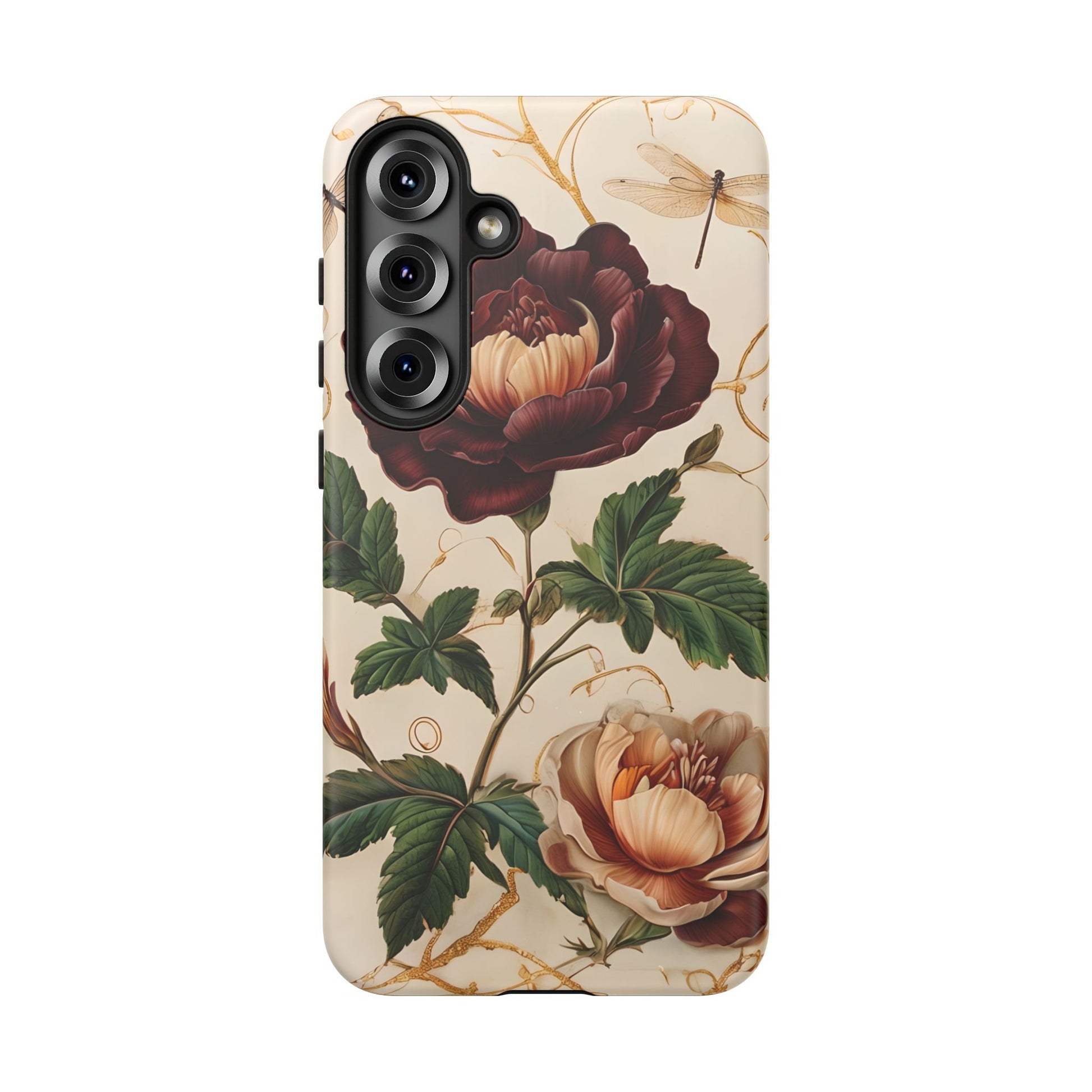 Vintage Burgundy Rose - Elegant Floral Samsung S25 Plus Phone Case - Classic Painterly Rose Design