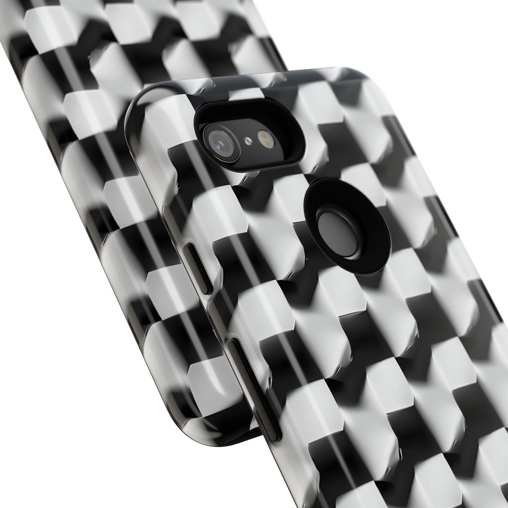 Monochrome Grid Tough Case for Google Pixel 3 - Classic Checkerboard, Black & White, Minimalist Trend