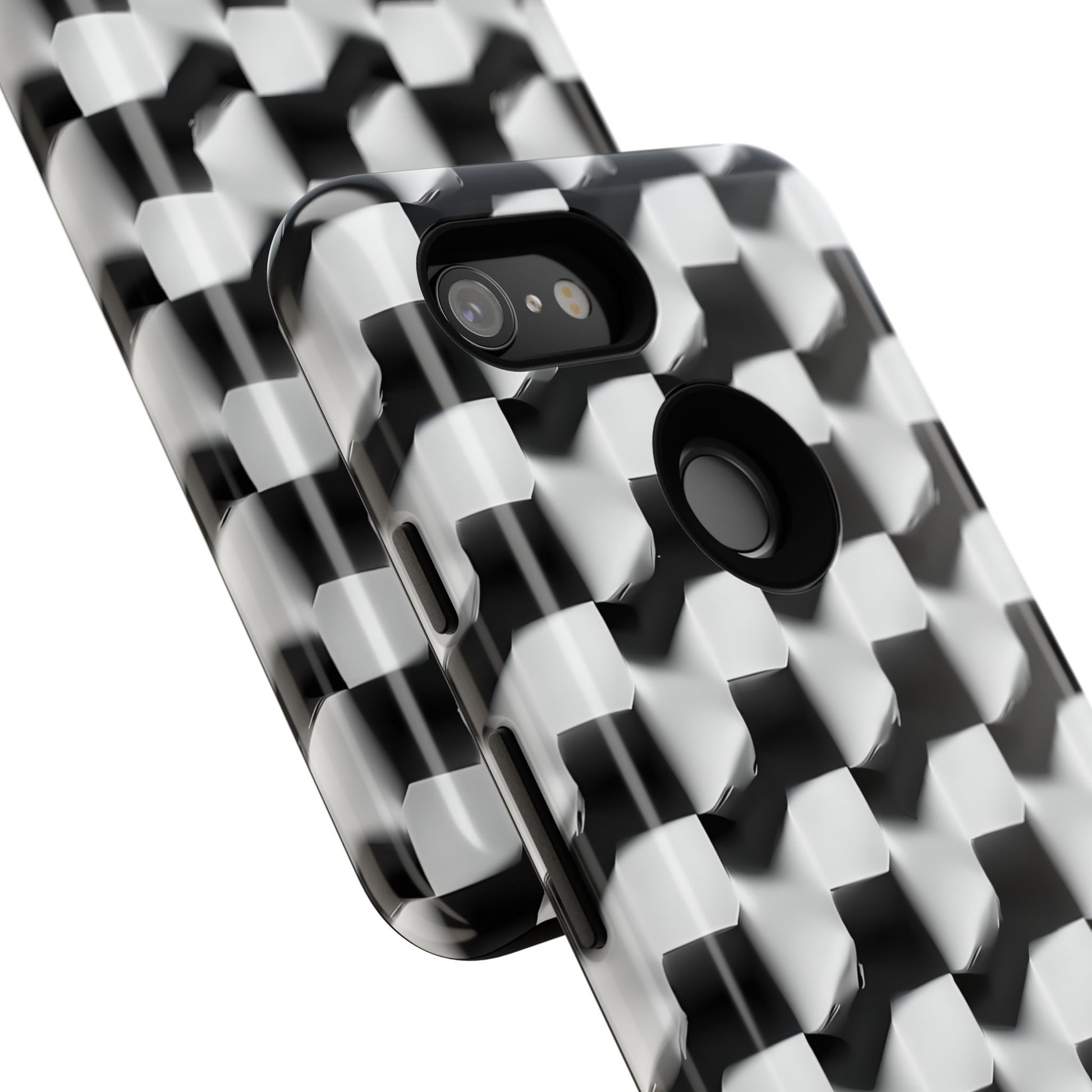 Monochrome Grid Tough Case for Google Pixel 3 - Classic Checkerboard, Black & White, Minimalist Trend