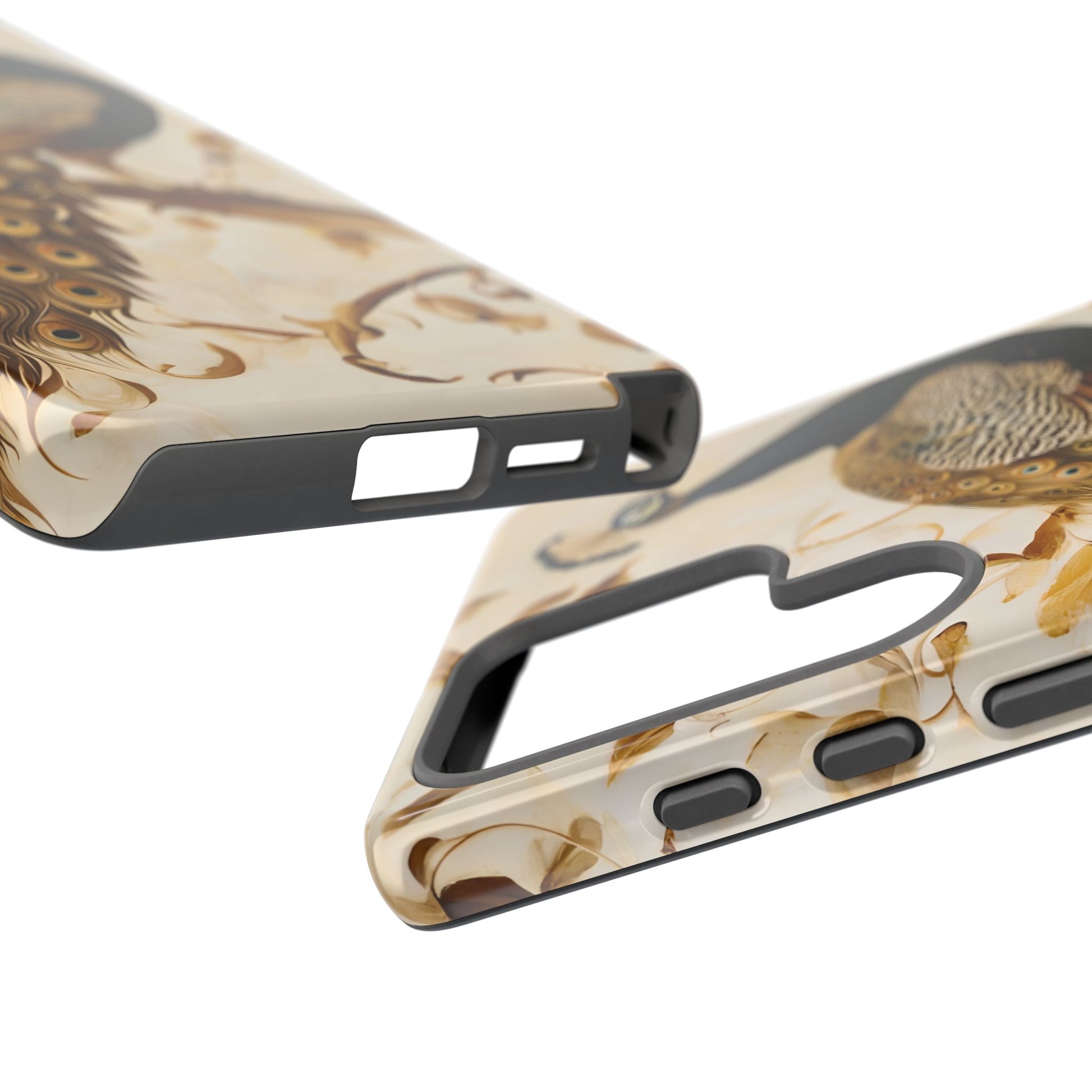 Golden Plumage - Luxe Peacock Art Samsung Galaxy S25 Ultra Phone Case - Elegant Gold & Cream Design