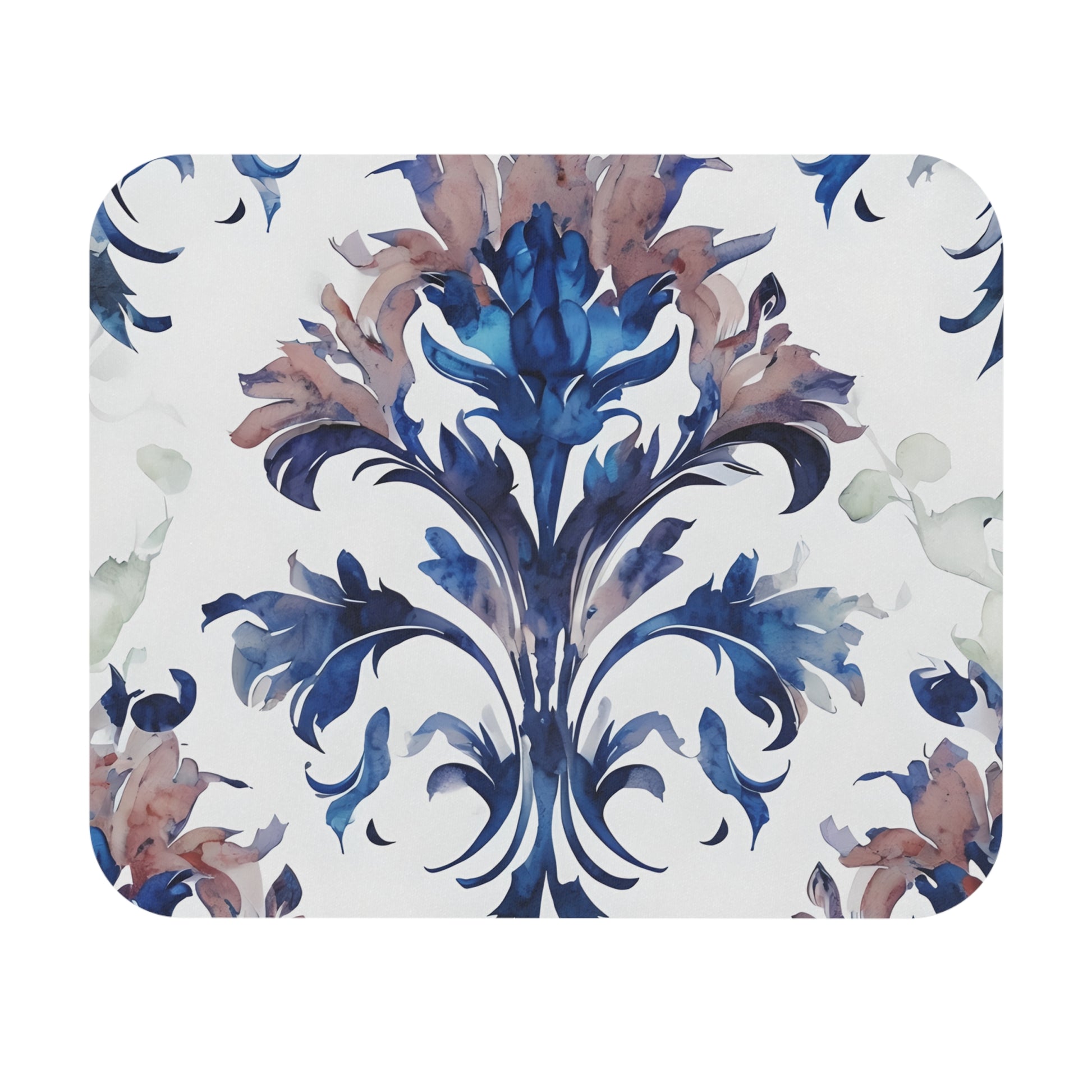 Delft Reverie mouse pad featuring blue floral artwork inspired by Delft porcelain