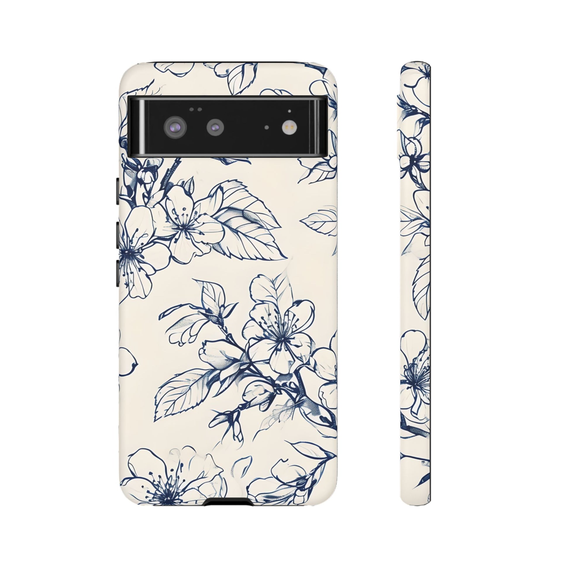 Blossom Sketch - Artistic Blue Floral Google Pixel 6 - Tough Phone Case - Hand-Drawn Botanical Design