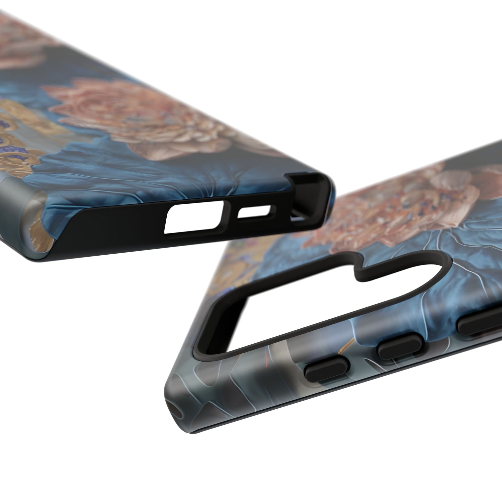 Peony Midnight Tapestry - Samsung Galaxy S24 Ultra - Elegant Blue & Blush Artful Phone Cover