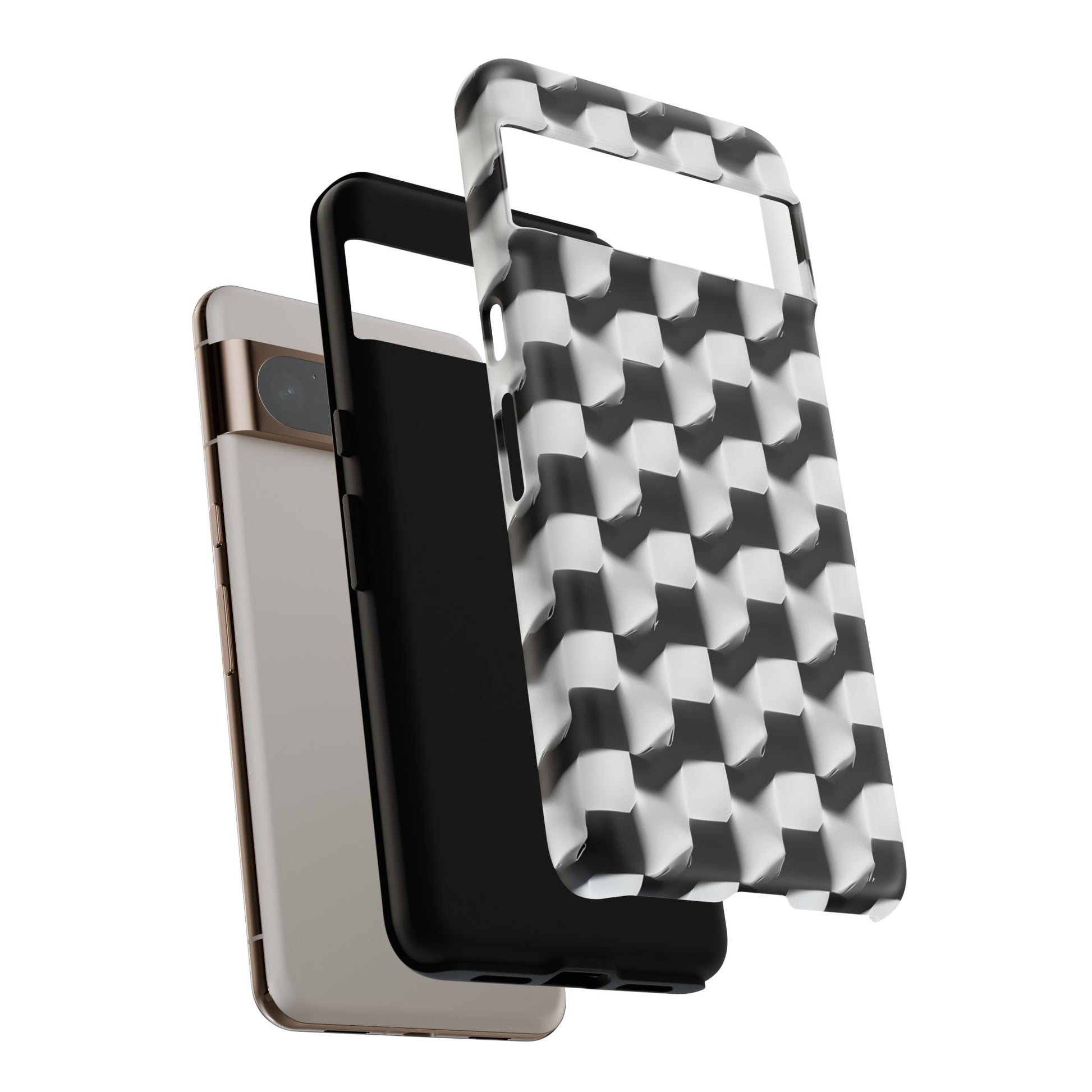 Monochrome Grid Tough Case for Google Pixel 8 Pro - Classic Checkerboard, Black & White, Minimalist Trend