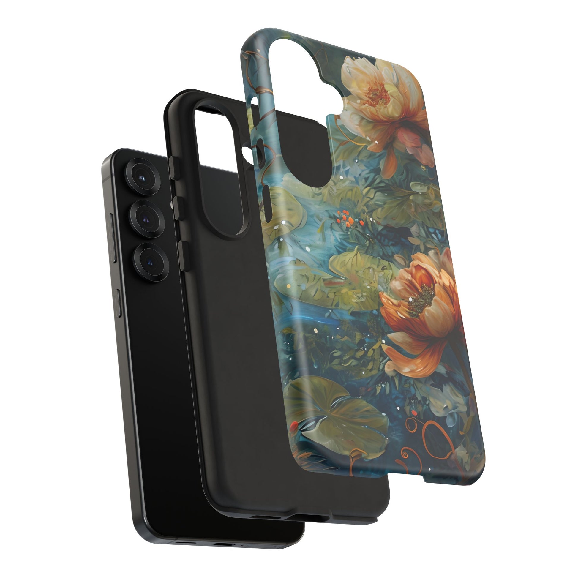 Waterlily Nocturne Samsung Galaxy S25 Case - Artistic Mountain Lake Design, Nature-Inspired Protective Cover, Elegant Gift for Outdoor Lovers
