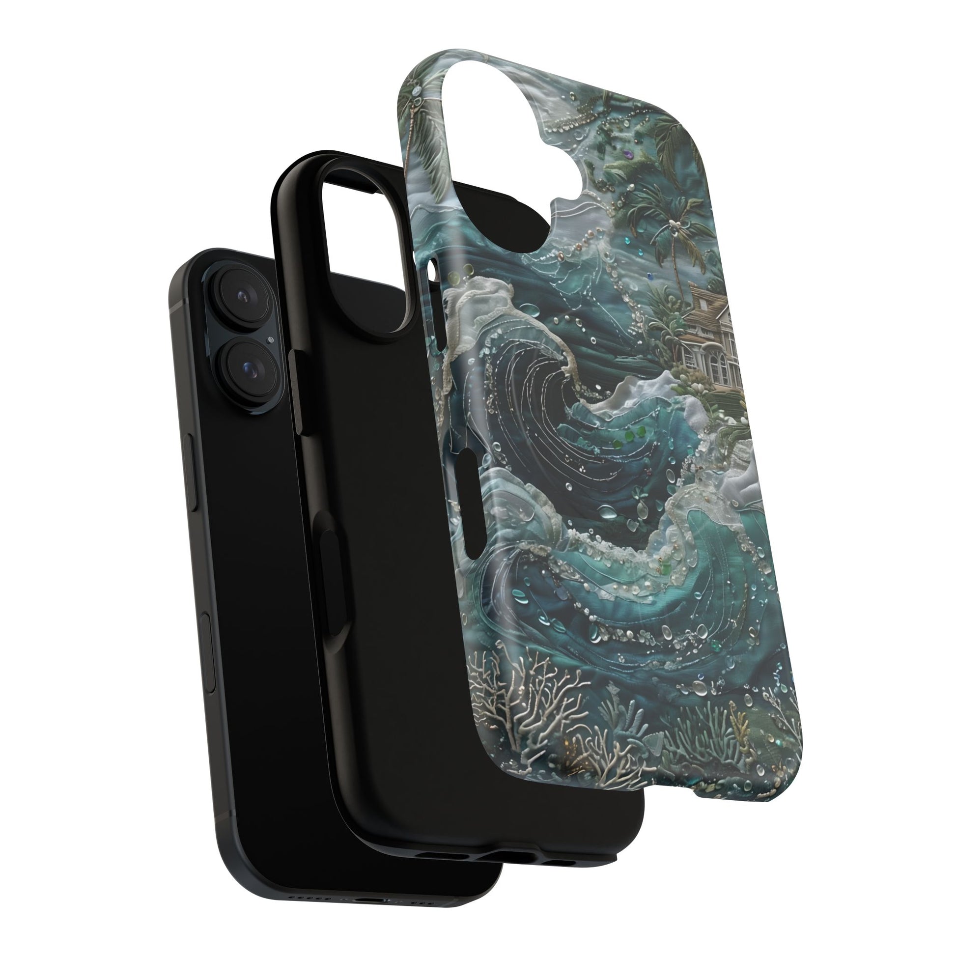 Tropical Midnight Wave - Artistic Ocean iPhone 16 MagSafe Phone Case - Dramatic Blue Wave Design