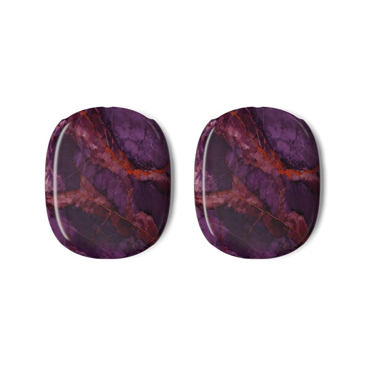Amethyst Current red and purple AirPods Max ear cup covers featuring rich gemstone‑inspired marble veins, flat product view