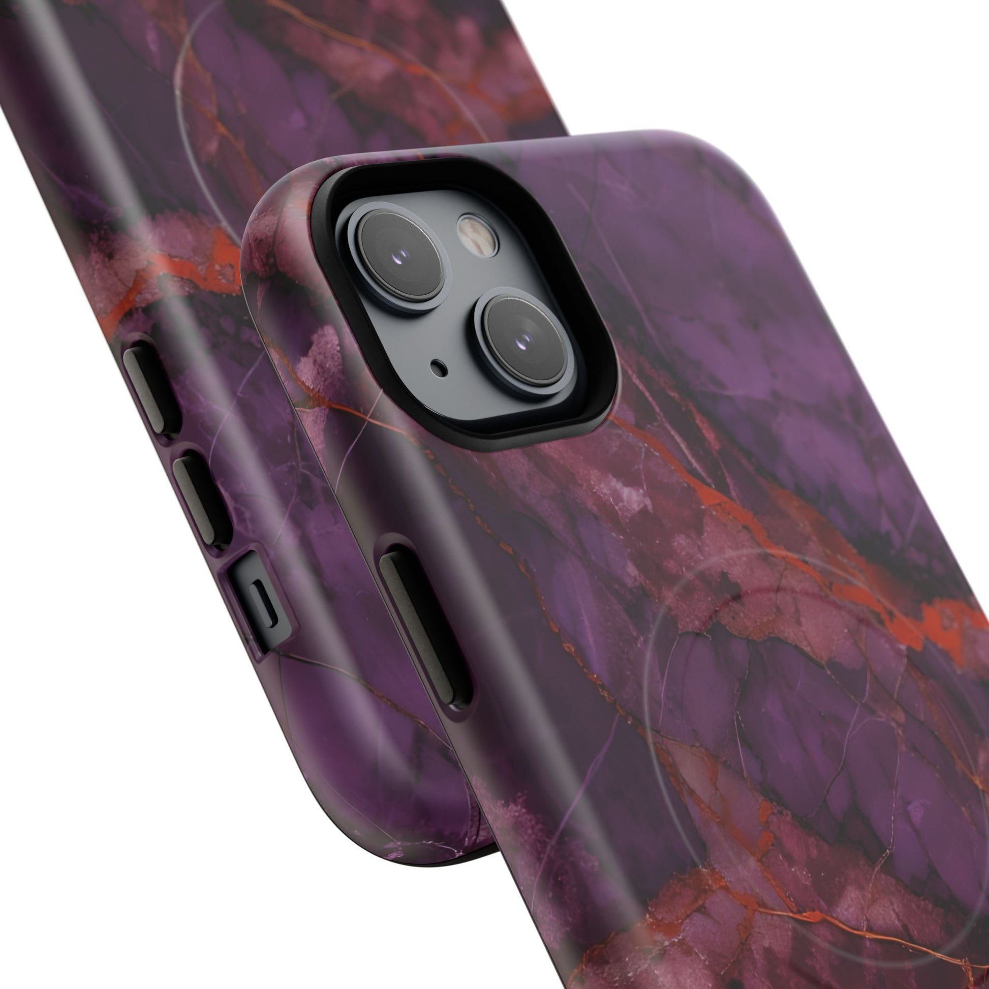 Amethyst Current - Kaleidoscope Collection Artistic Floral Burst - iPhone 14 Plus MagSafe Phone Case - Bold Purple Symmetrical Design