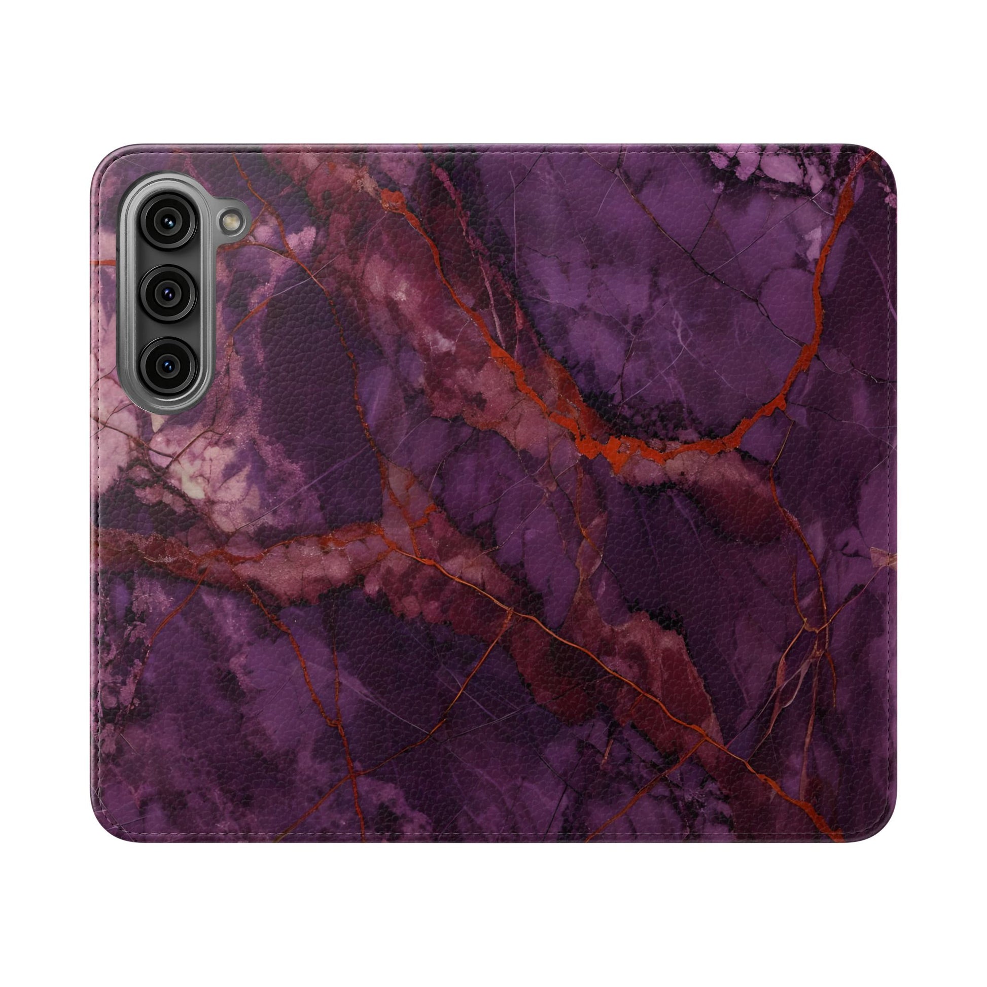 Amethyst Current Wallet Phone Case - Elegant Purple Marble Flip Cover for Samsung Galaxy S23