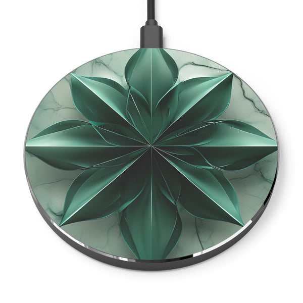Emerald Bloom Qi Wireless Charger - 10W Fast Charging Pad - MagSafe Compatible Designer Phone Charger