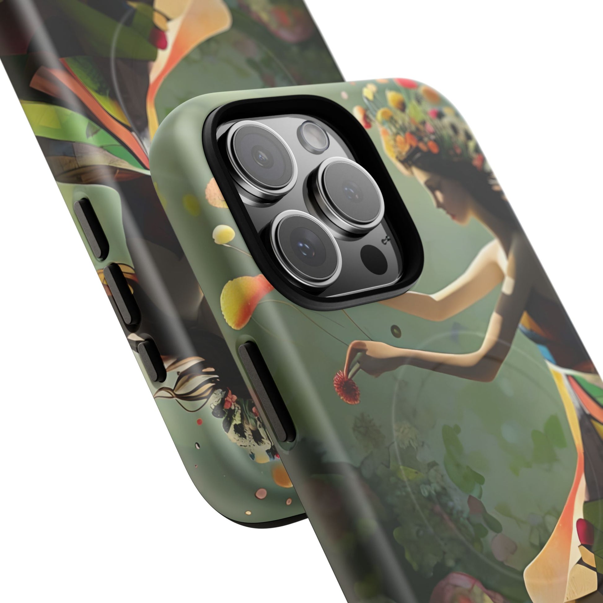 Dancing Wildflower Muse iPhone 16 Pro Max- Artistic Floral Fantasy Cover - MagSafe Compatible - Whimsical Nature-Inspired Protective Accessory