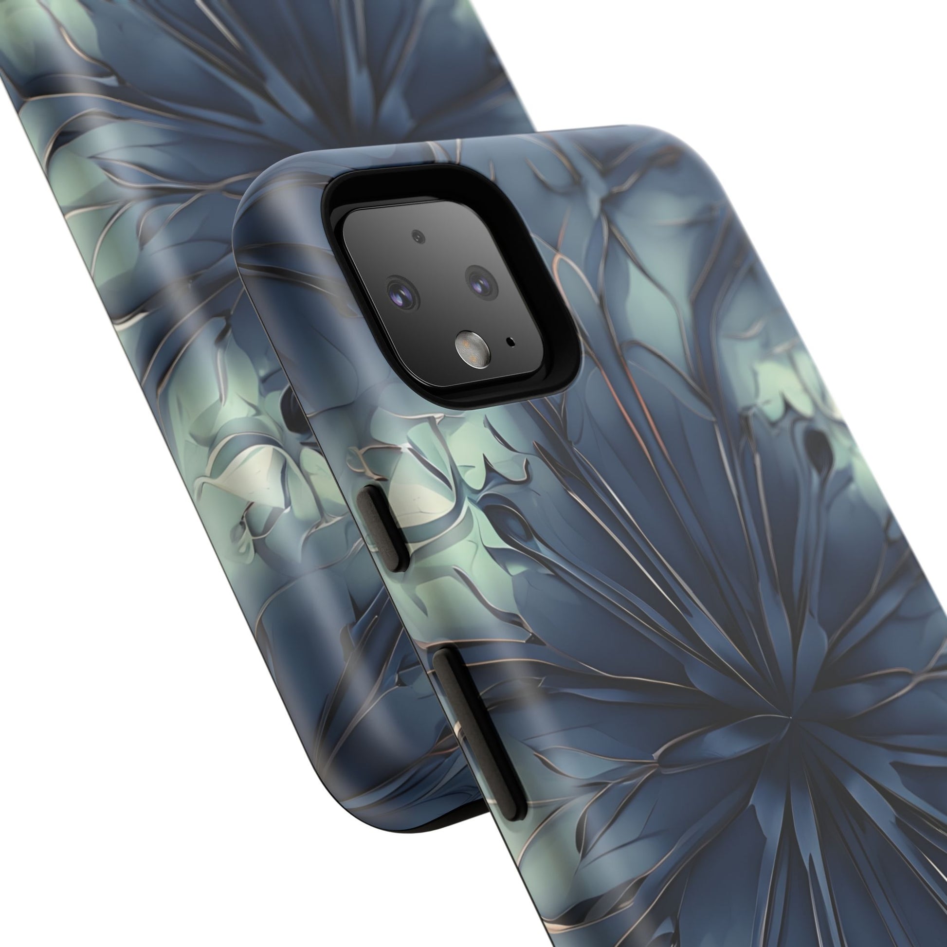 Indigo Mosaic - Artistic Kaleidoscope Collection Artistic Floral - Google Pixel 4XL Tough Phone Case - Bold Blue Symmetrical Design