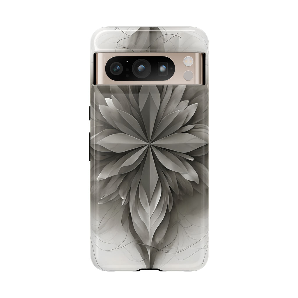 Silver Lotus - Elegant Monochrome Floral Google Pixel 8 Pro Tough Phone Case - Modern Lotus Design