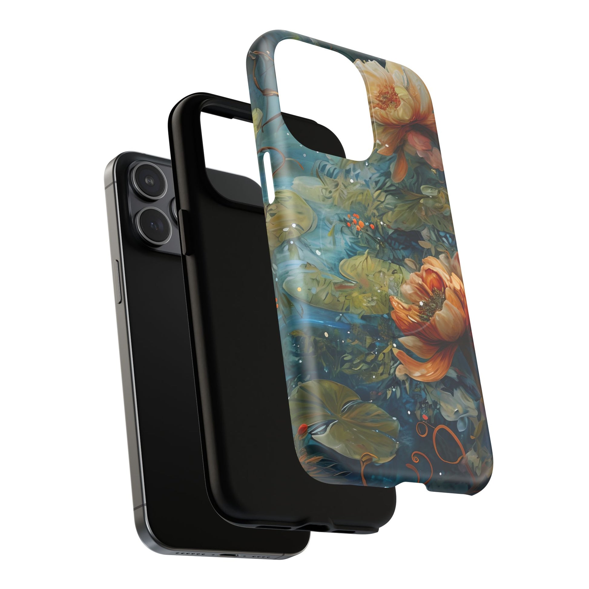 Waterlily Nocturne iPhone 15 Pro Max Case - Artistic Tough Cover - MagSafe Compatible - Premium Drop Protection