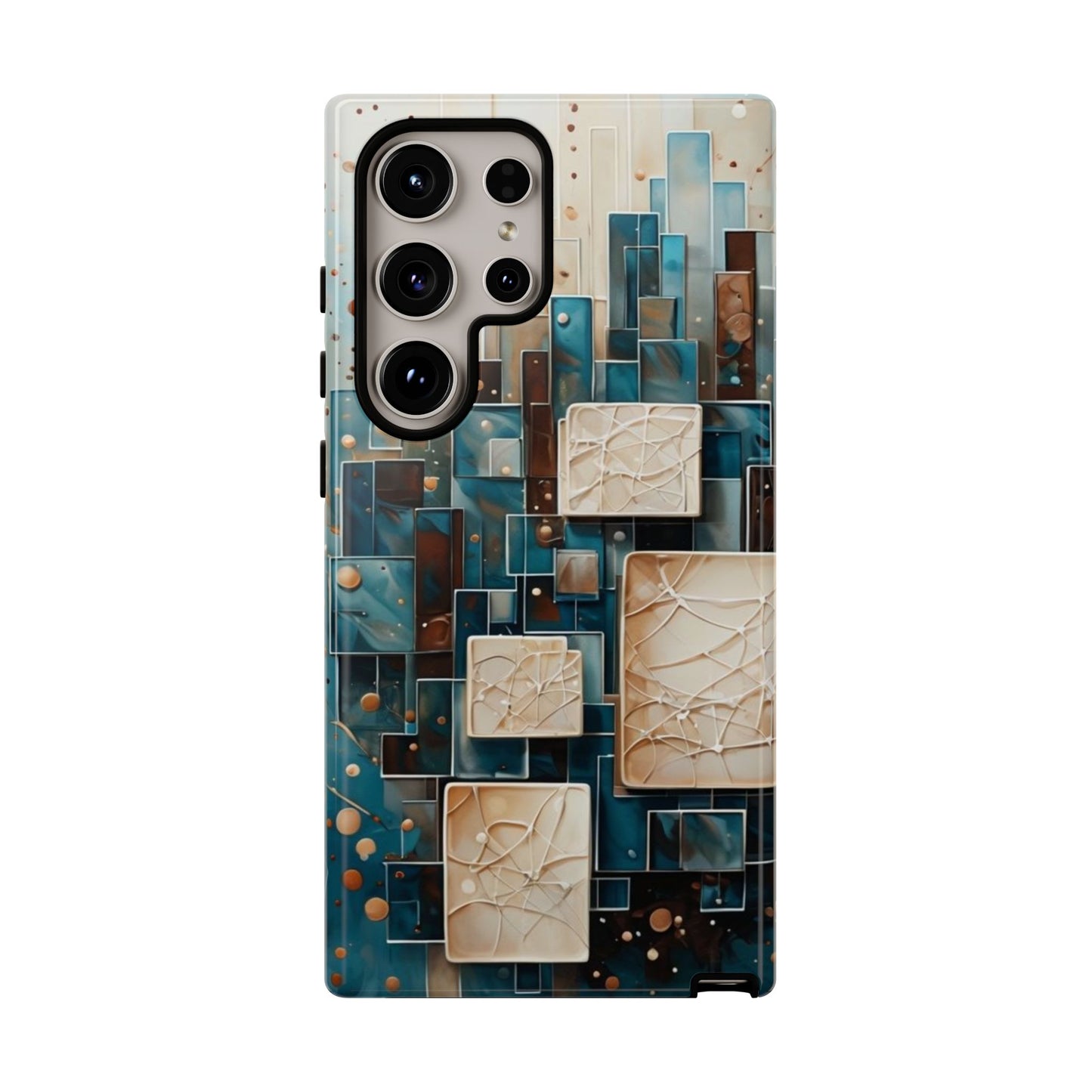 Architectural Drift Samsung Galaxy Case - Modern Geometric Teal & Parchment Design