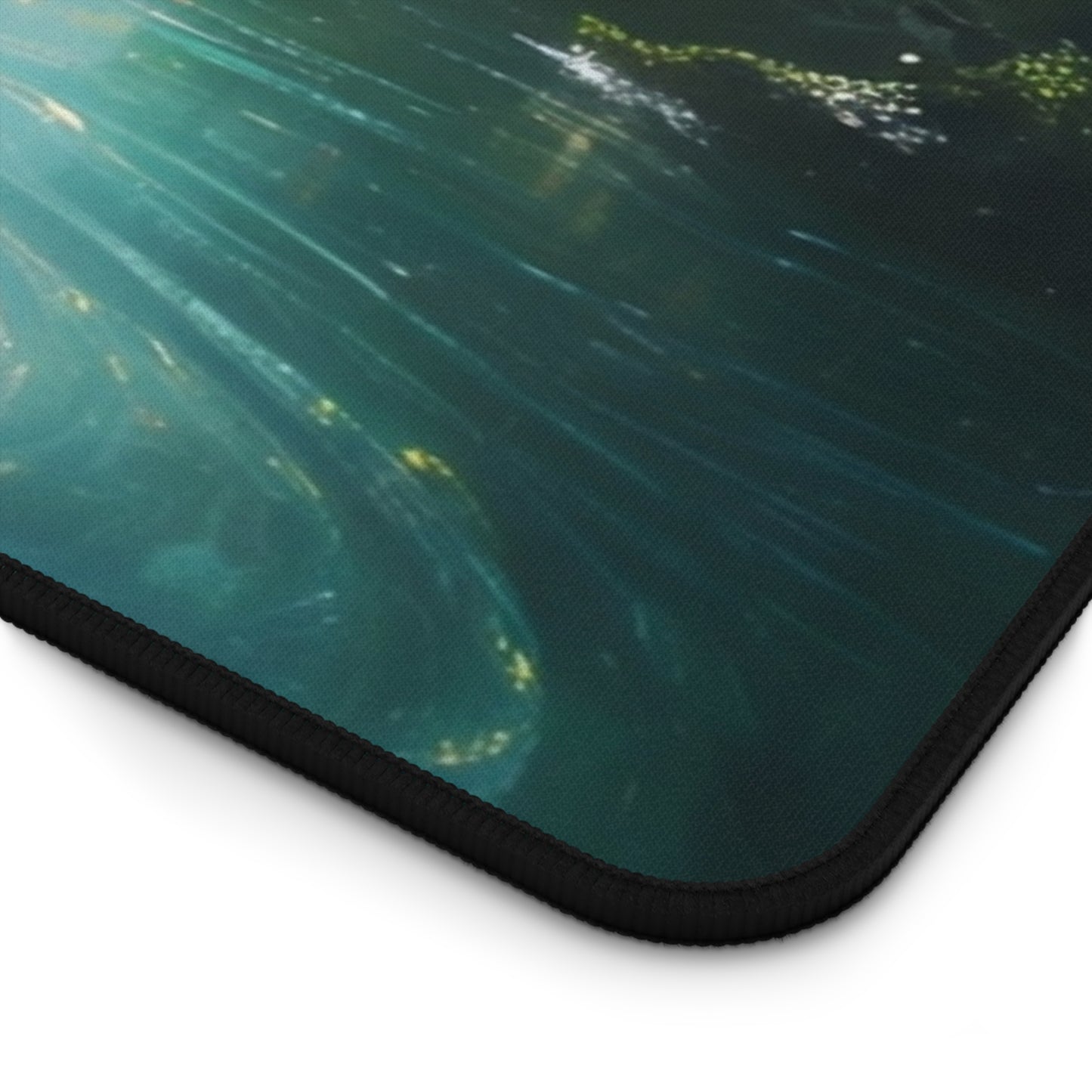Close-up of Celestial Tides desk mat showing detailed ocean inspired artwork