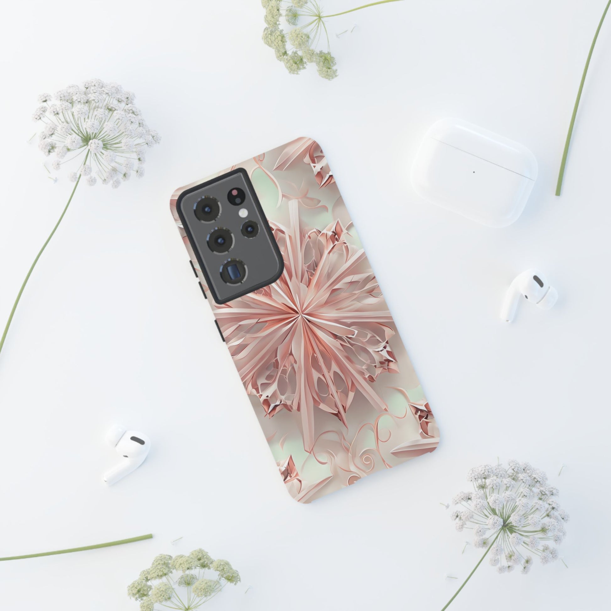Blush Frost from our Kaleidoscope Collection - Samsung Galaxy S21 Ultra tough case - Soft Pink Geometric Floral Design