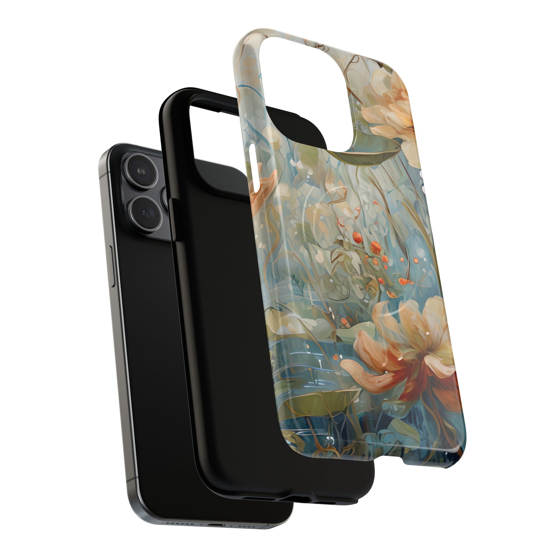 Waterlily Dreamscape - Artistic Floral iPhone 15 Pro Max MagSafe Phone Case -Waterlily & Lotus Design