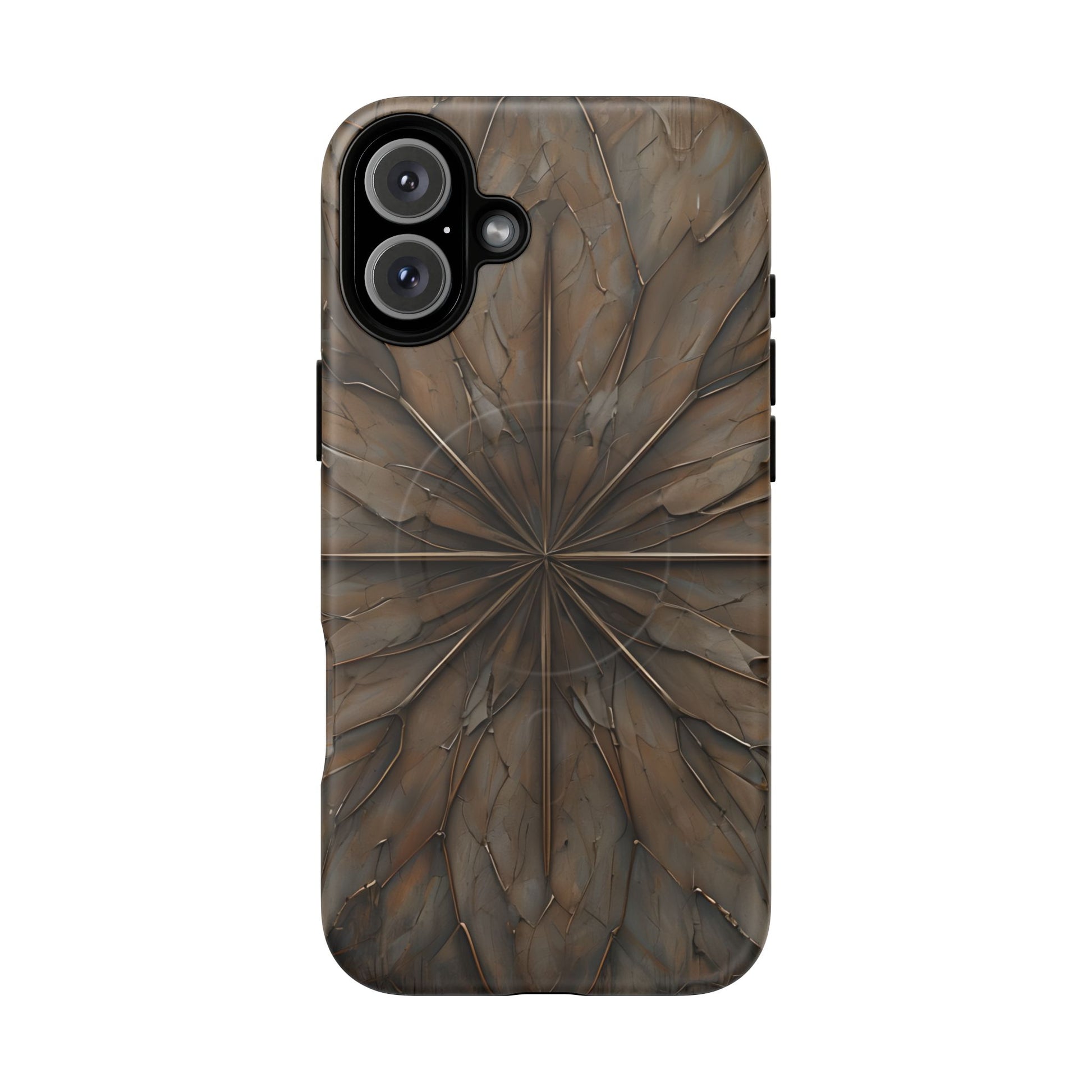Earthstone Mandala - Kaleidoscope Collection Artistic Taupe Burst - iPhone 16 Plus MagSafe Phone Case