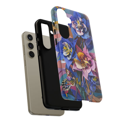 Blue Columbine Carnivale - Artistic Floral & Butterfly Samsung Ultra Tough Phone Case - Vibrant Botanical Design