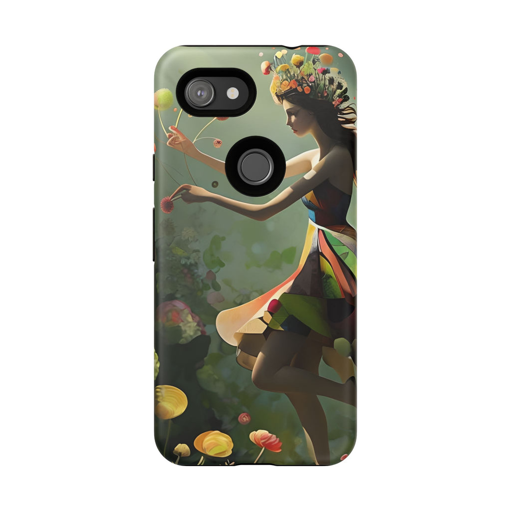 Dancing Wildflower Muse Google Pixel 3a Tough Case - Artistic Floral Fantasy Cover - Whimsical Nature-Inspired Protective Accessory