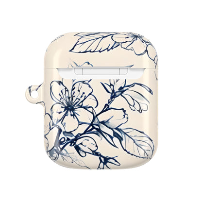 Blossom Sketch AirPod Case - Elegant Floral Earbud Cover for Gen 1, 2, 3, Pro Gen 1 & 2 - Chic Blue Botanical Gift for Her
