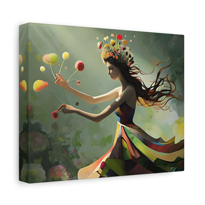 Dancing Wildflower Muse - Whimsical Horizontal Wall Art with Playful Botanicals